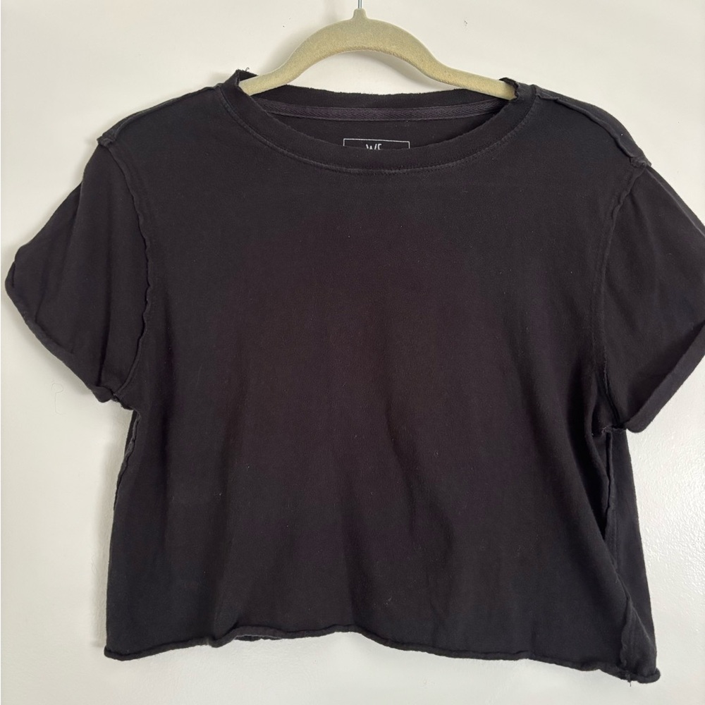 Free People We The Free Black Boxy Crop T-Shirt